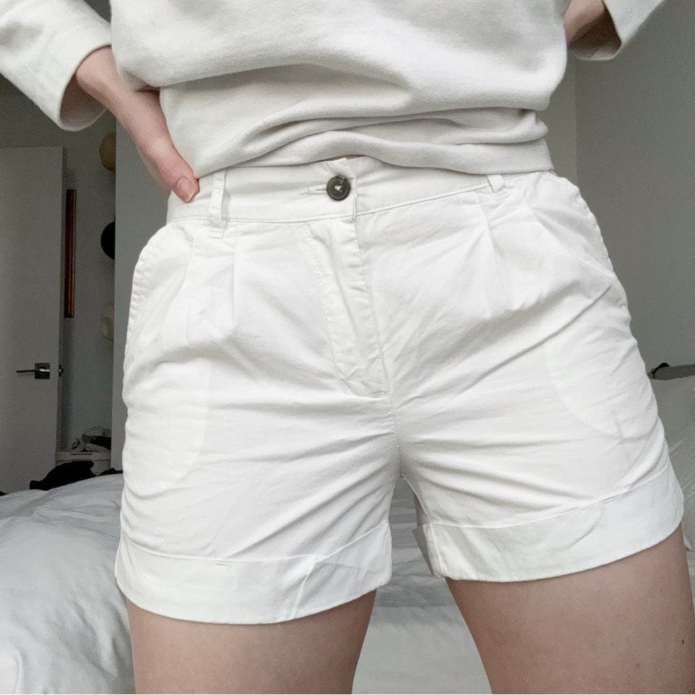 Forever 21 white pleated shorts summer nautical preppy classic lightweight Y2K